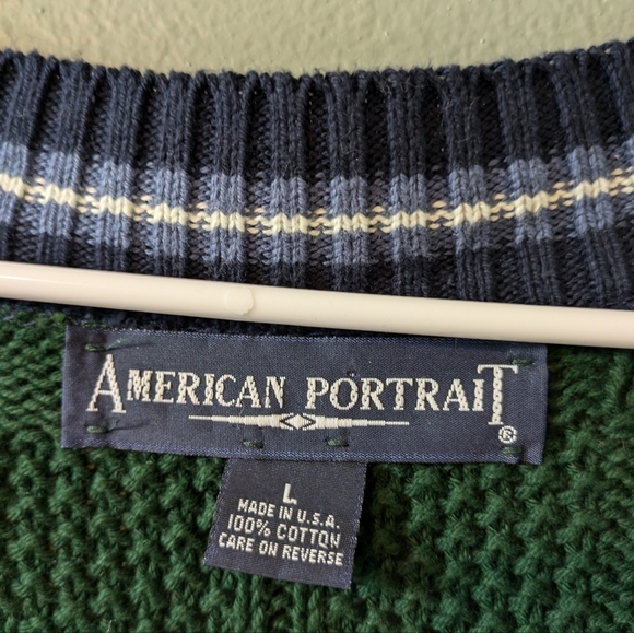 Vintage American Portrait Textured Knit Baggy 90's Y2K Sweater L - Picture 6 of 6